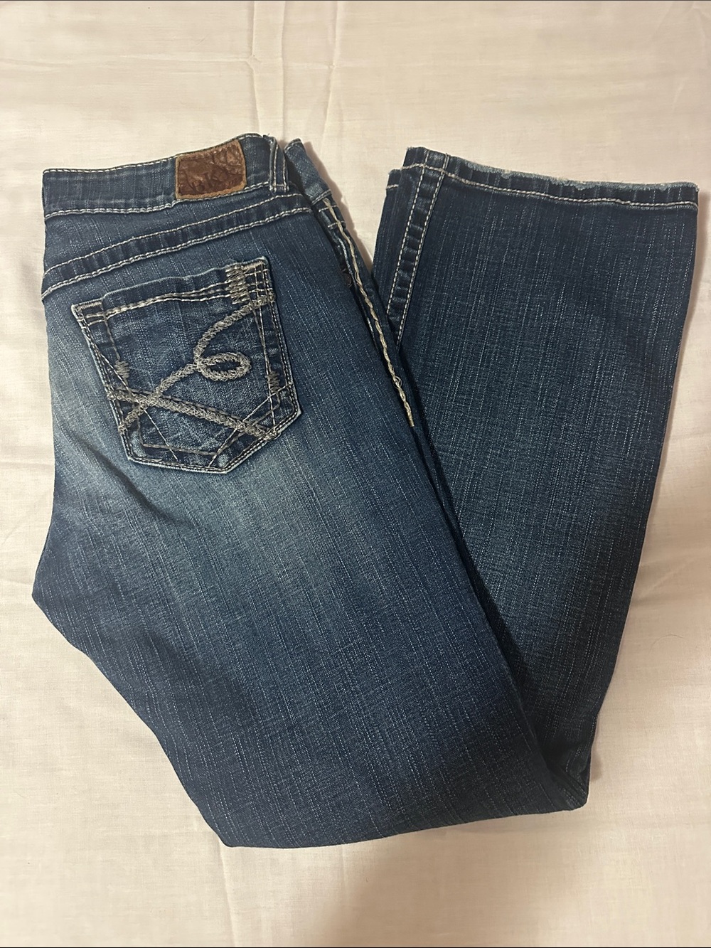 Y2K Buckle BKE CULTURE Thick Stitch Stretch Boot Cut Denim Jeans Women's 30